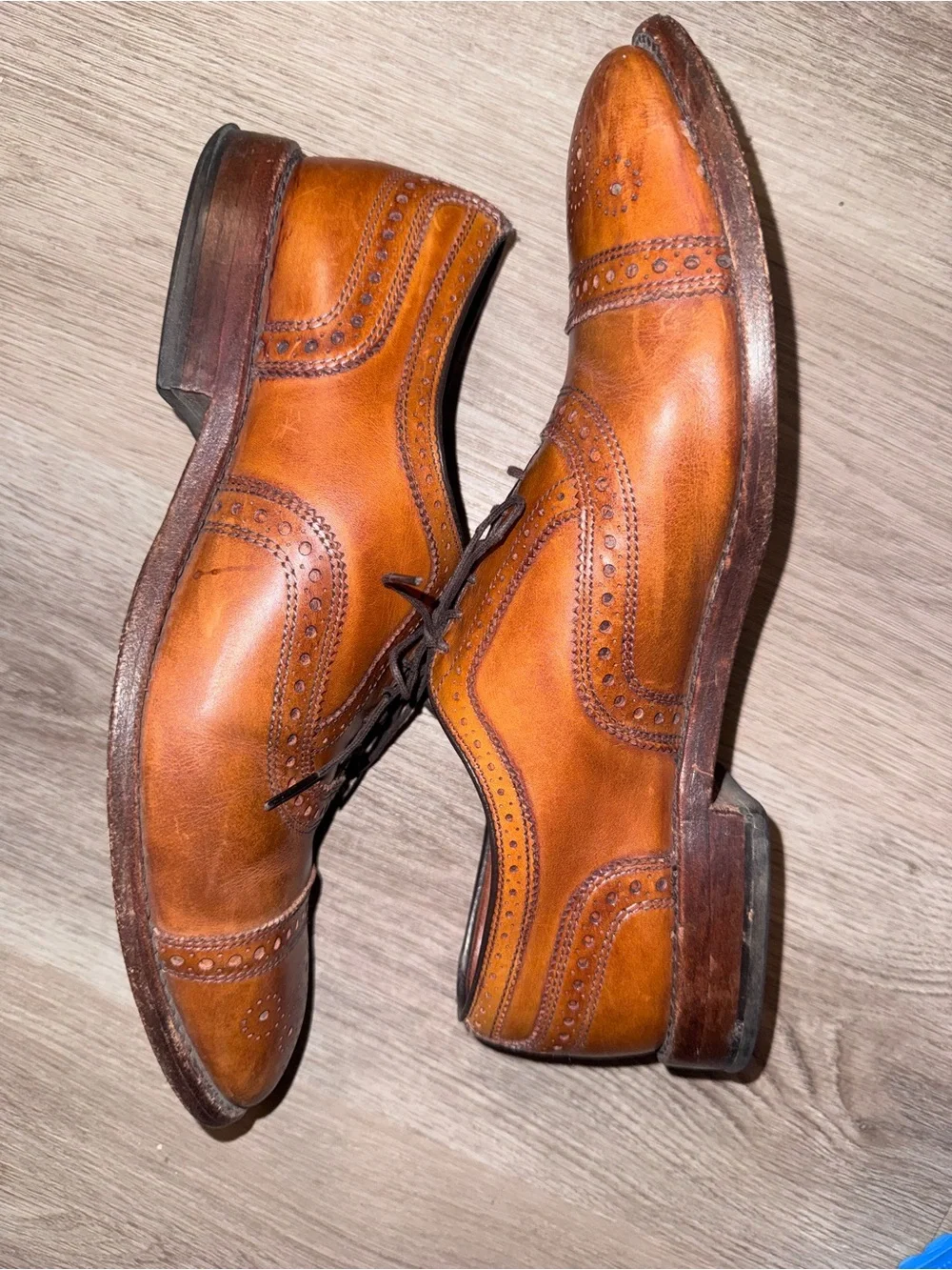 Allen Edmonds Shoes Mens 9.5 D Brown Leather Strand Cap Toe Oxford Walnut USA